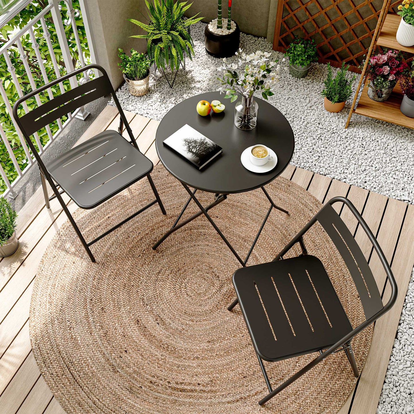 LAUSAINT HOME 3-Piece Folding Patio Bistro Set