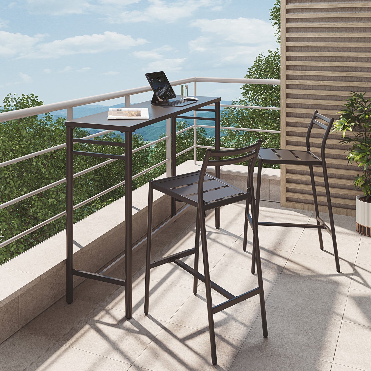 LAUSAINT HOME 3-Piece Height High Outdoor Bar Set