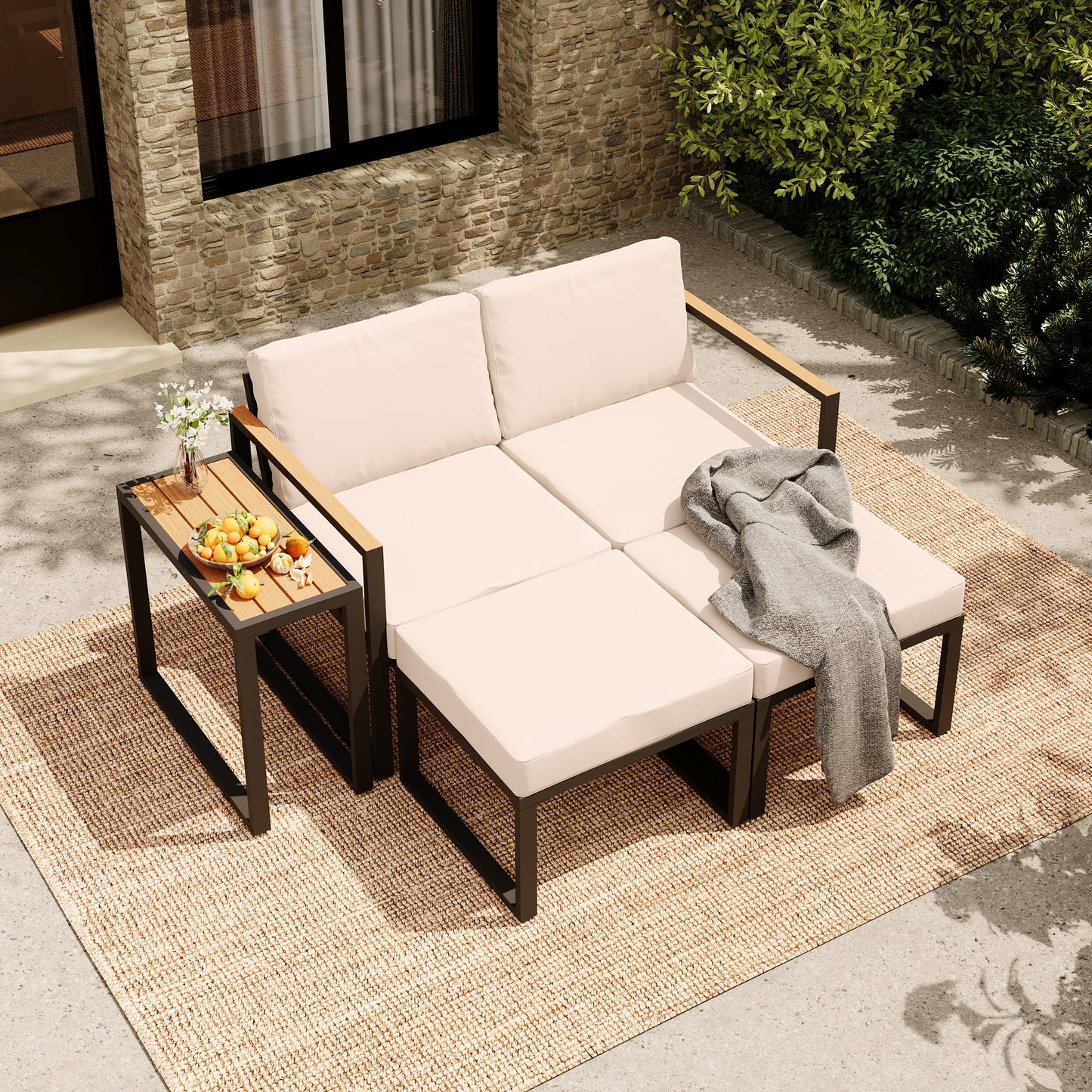 LAUSAINT HOME 5 Pieces Outdoor Metal Conversation Set