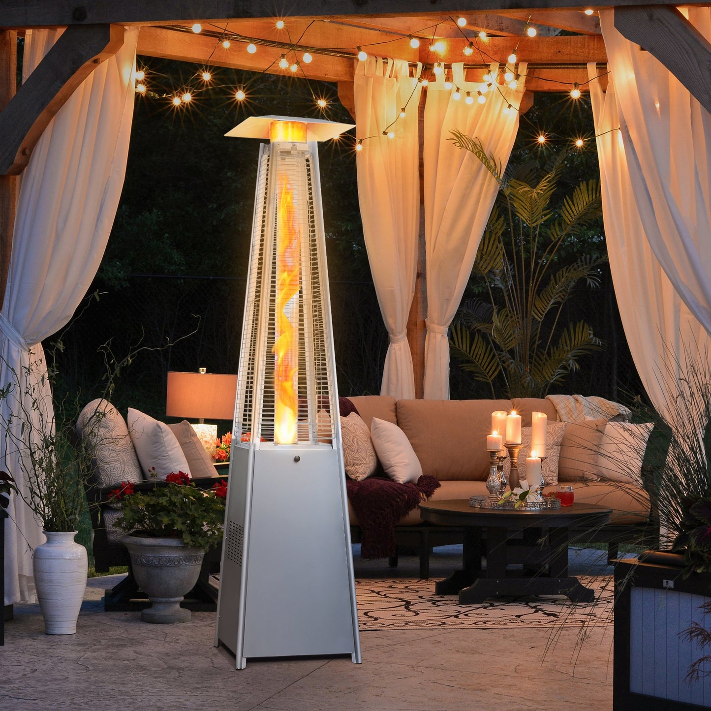 LAUSAINT Pyramid Propane Heater 48,000BTU - Patio Propane Heater (glass tube only)