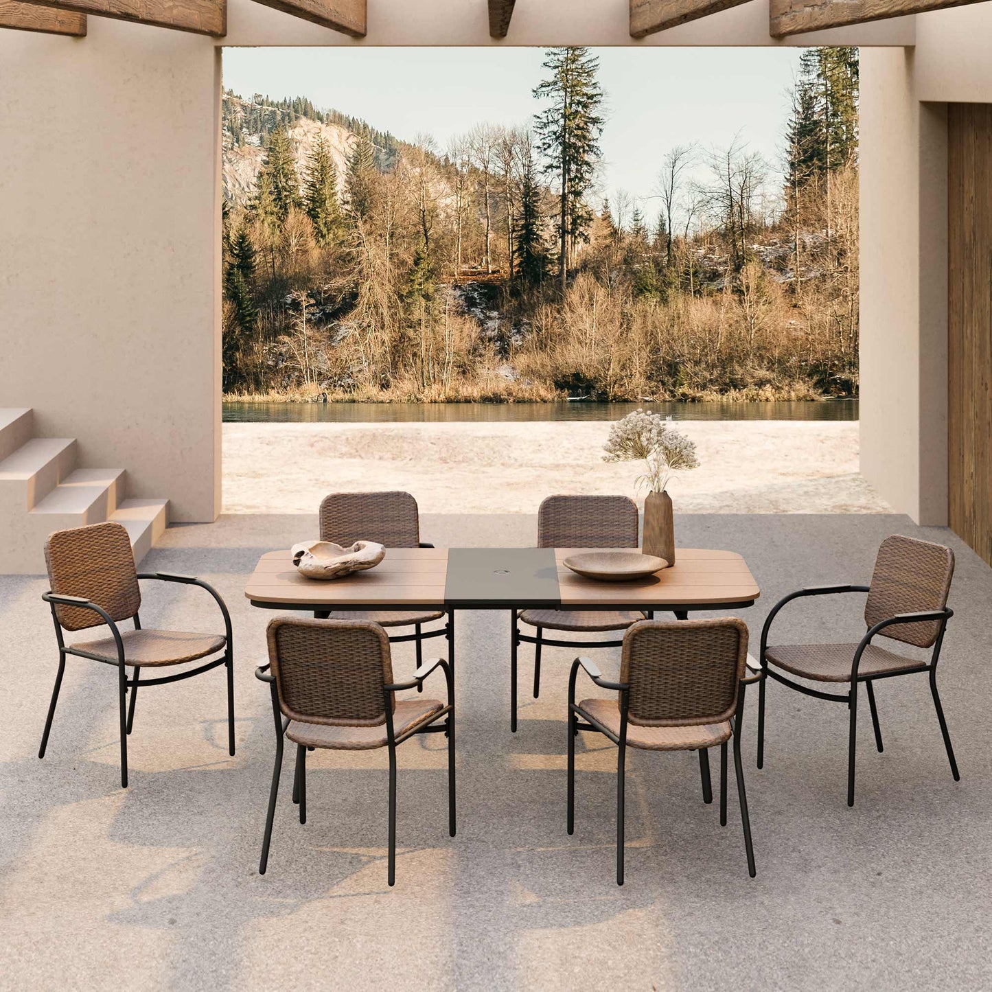 LAUSAINT HOME 7 Pieces Outdoor Patio Dining Set