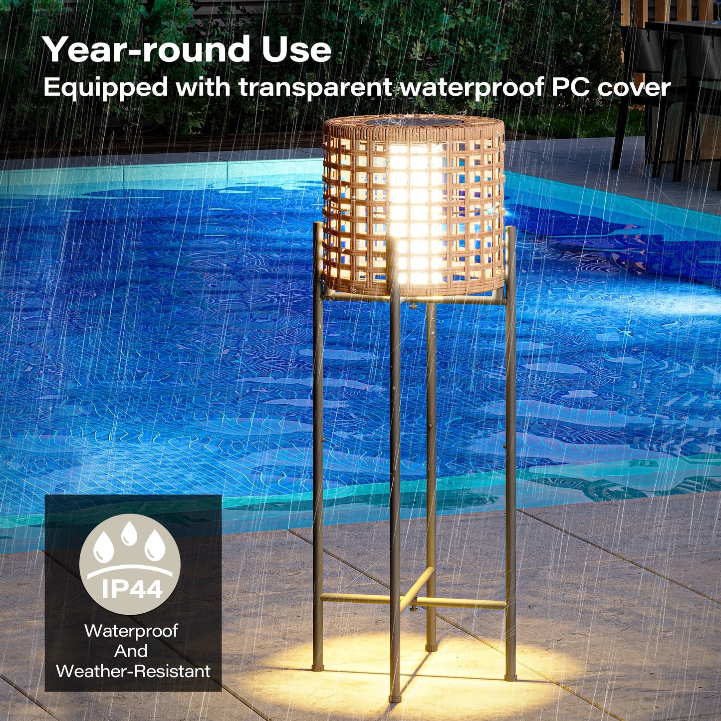 LAUSAINT HOME Solar Powered Outdoor Floor Lamp with Auto On/Off LED Light