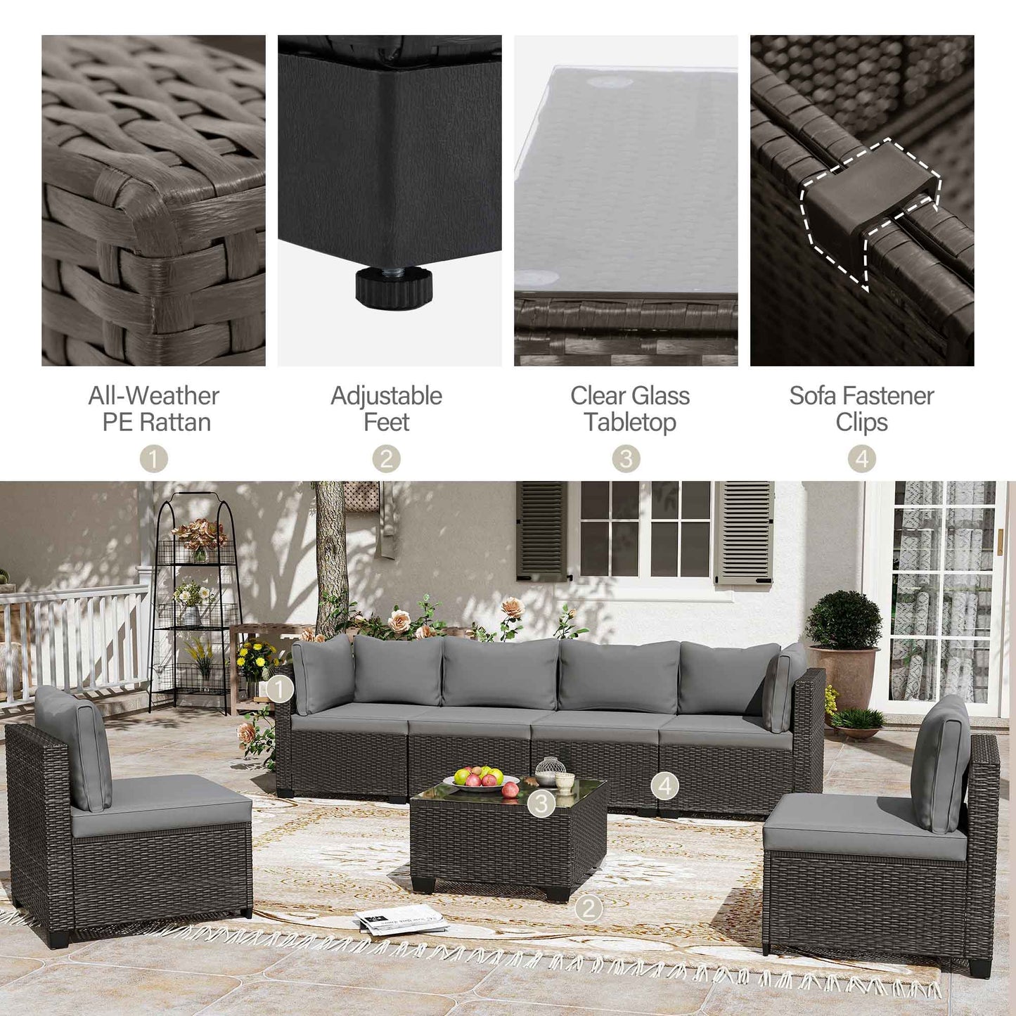 LAUSAINT HOME 7-Piece Wicker Outdoor Conversation Sets