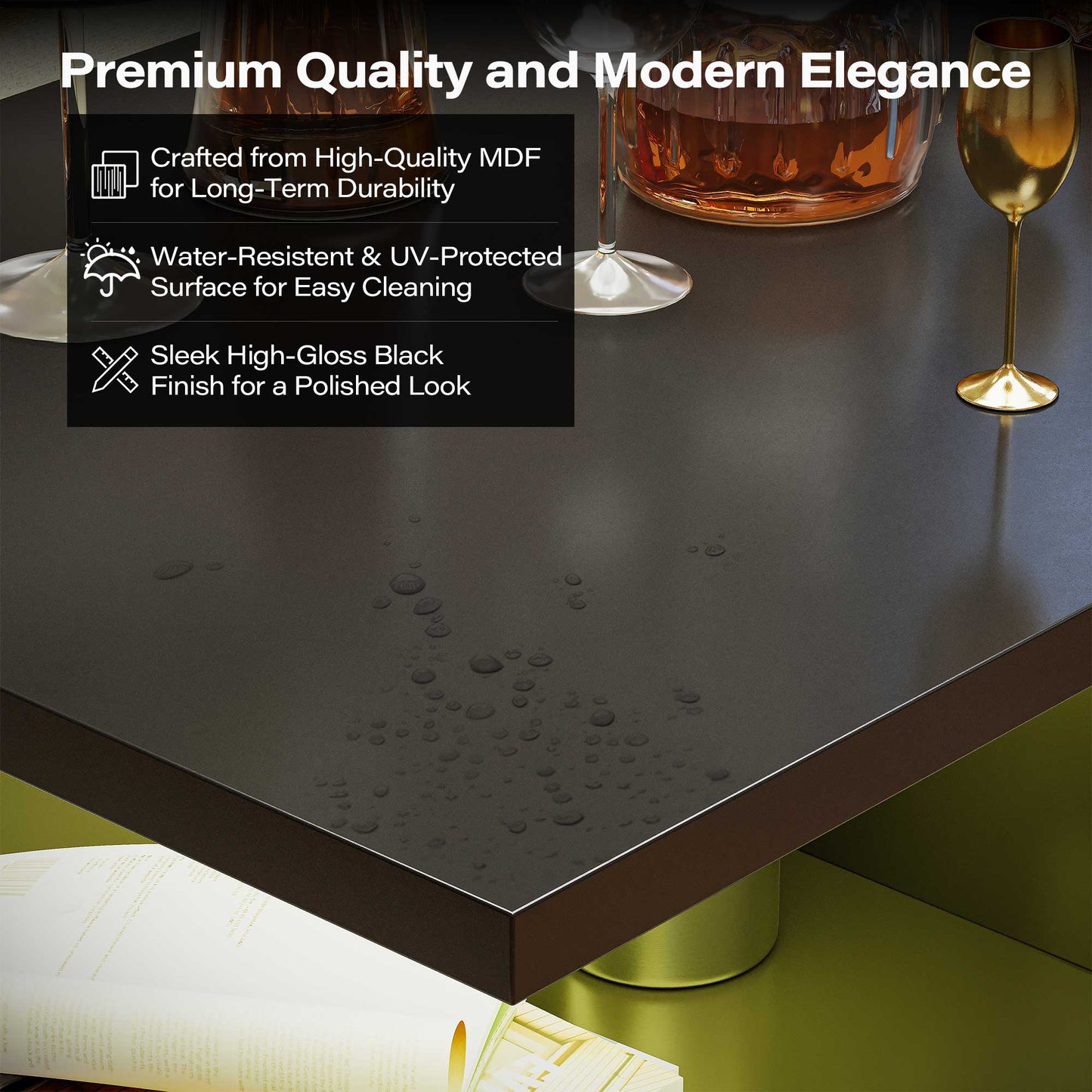 LAUSAINT HOME Indoor Modern LED Coffee Table with Remote & App Control