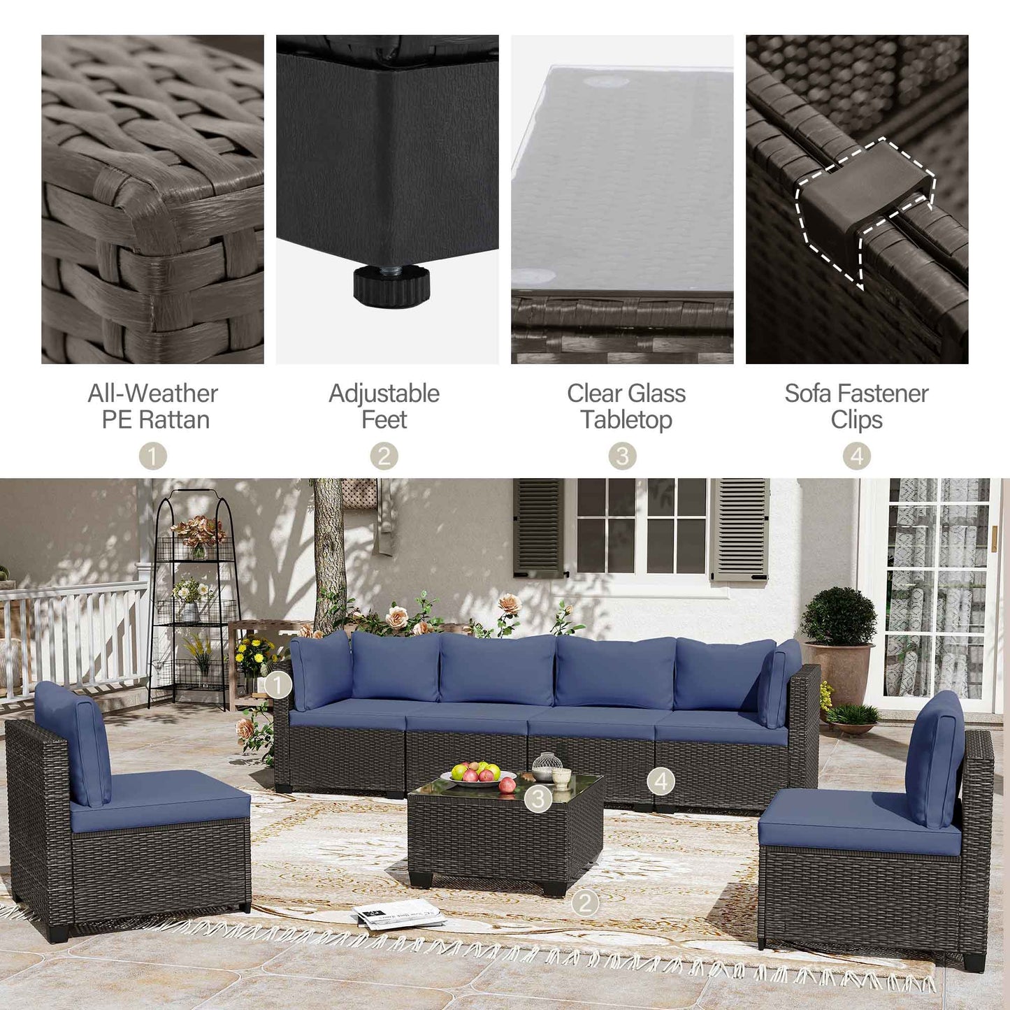 LAUSAINT HOME 7-Piece Wicker Outdoor Conversation Sets
