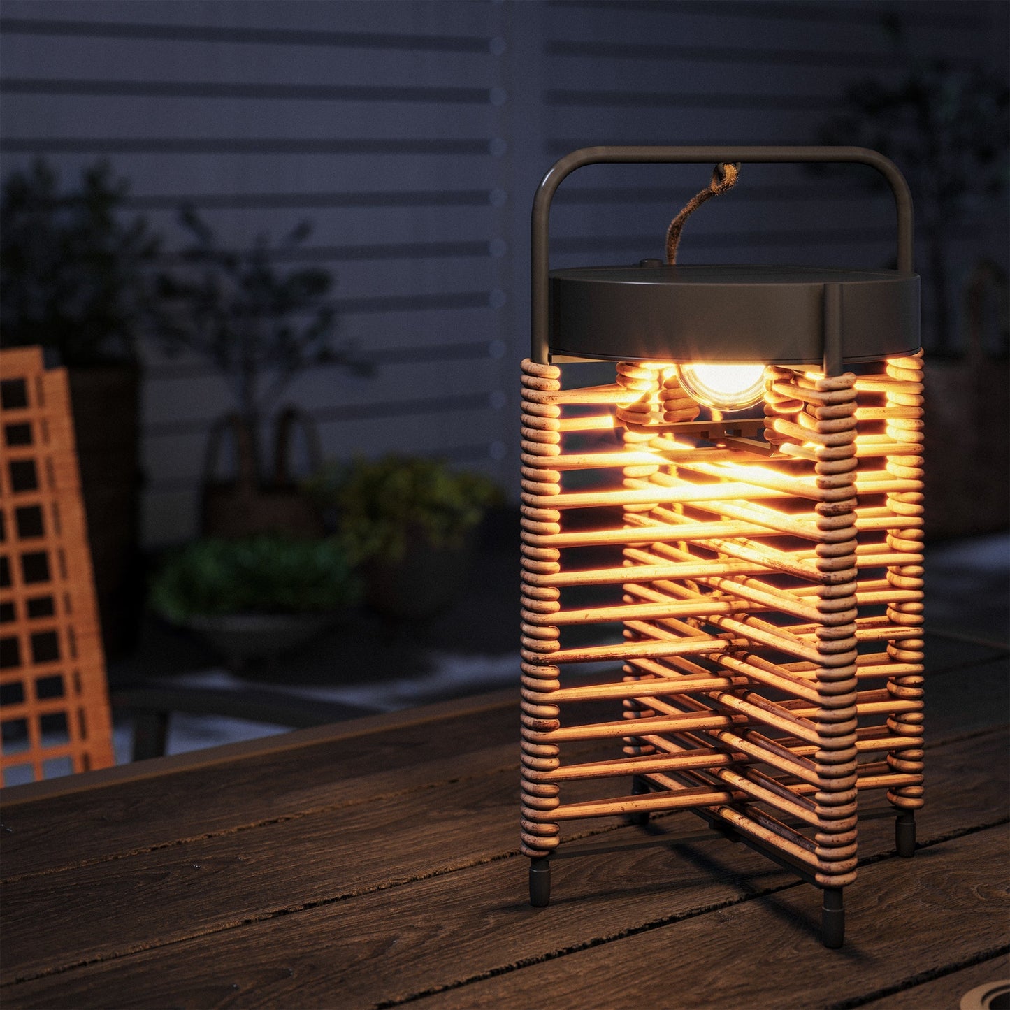 LAUSAINT HOME 3 Pieces Outdoor Swivel Chair Set with Outdoor Solar Table Lamp