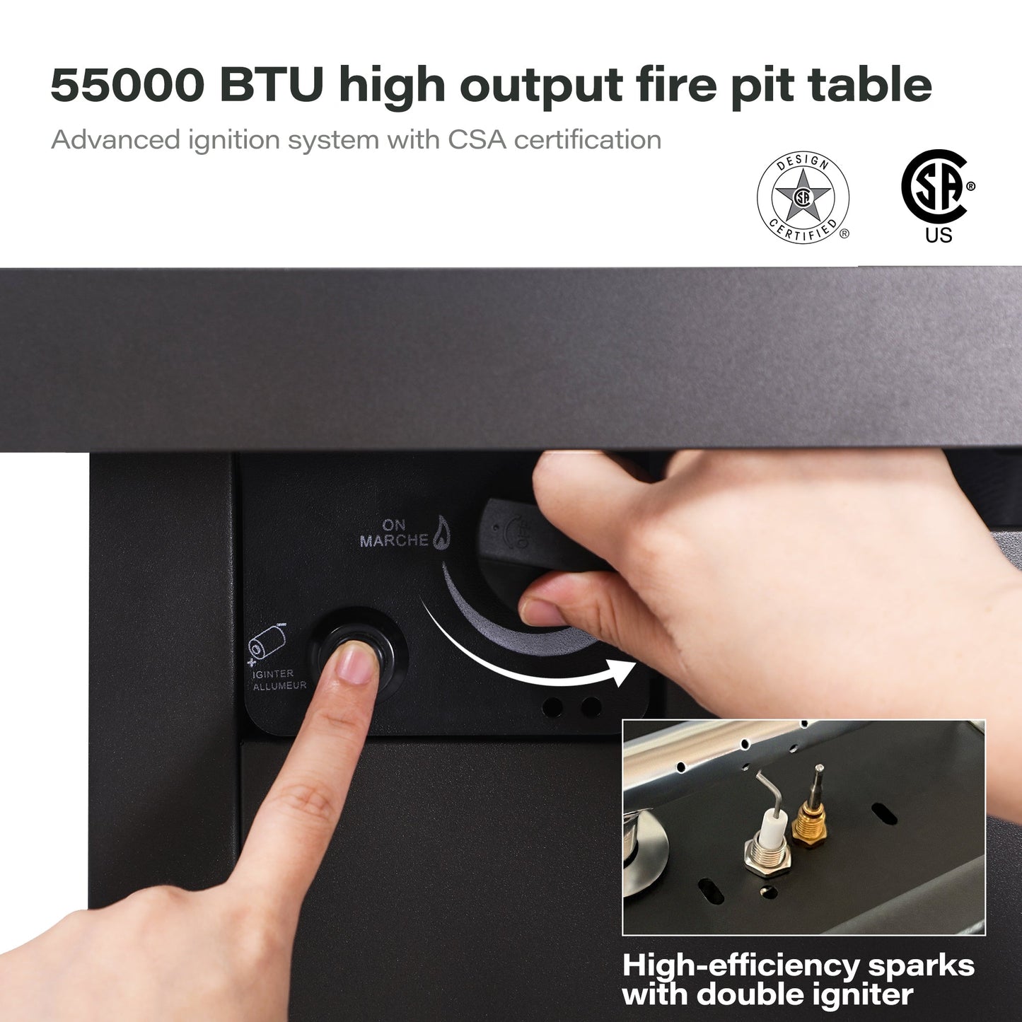LAUSAINT HOME 55000btu 43' Outdoor Propane Fire Pit Table （New）