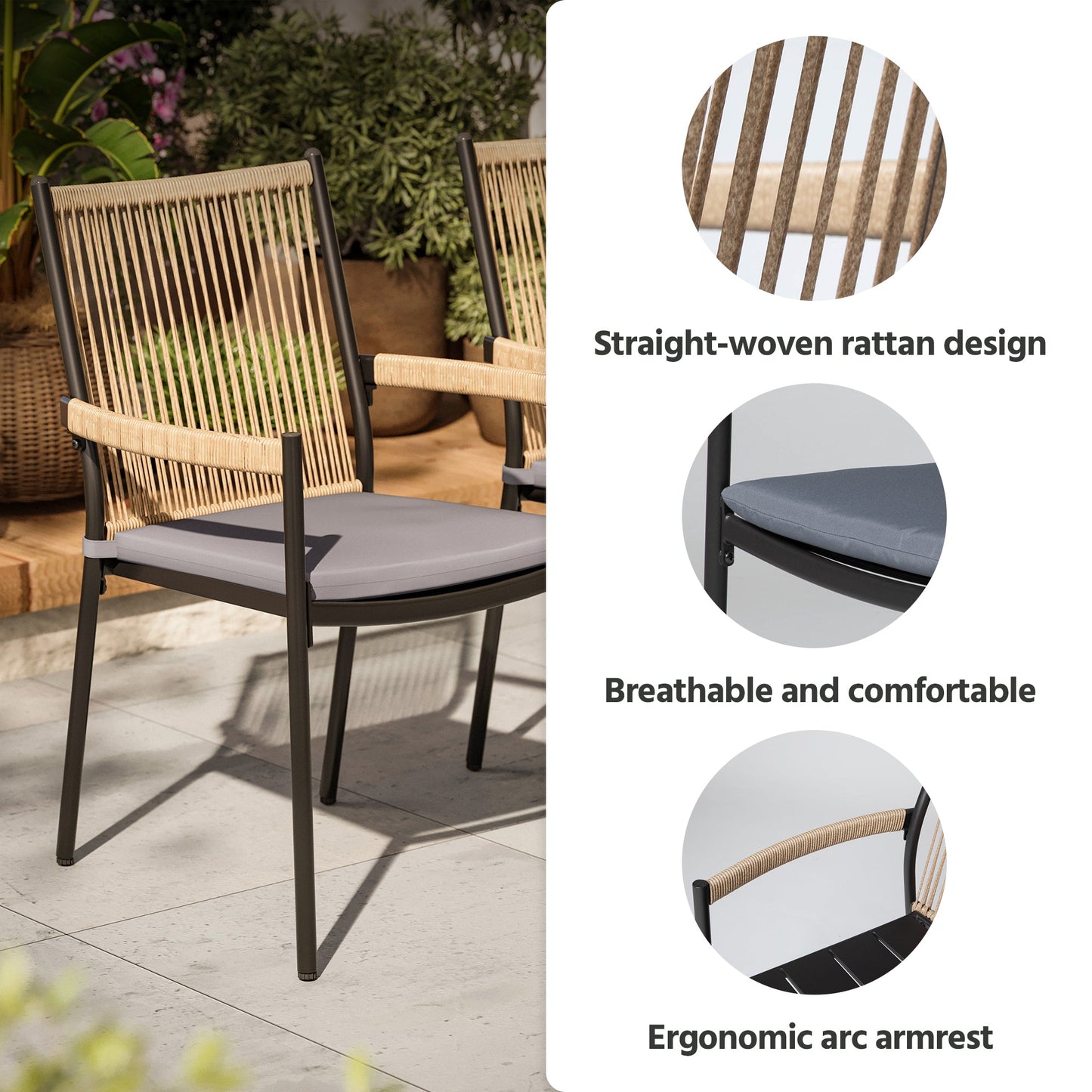 LAUSAINT HOME Outdoor Patio Dining Set with Chairs and Benches