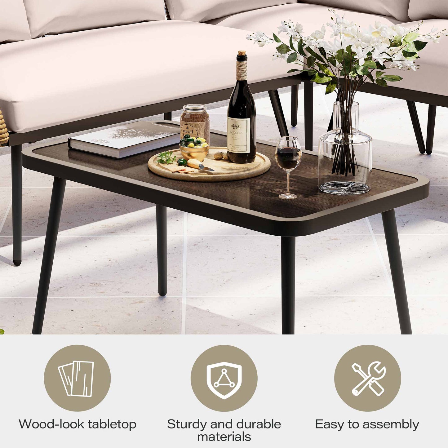 LAUSAINT HOME 4 Pieces L- Shaped Patio Furniture Set