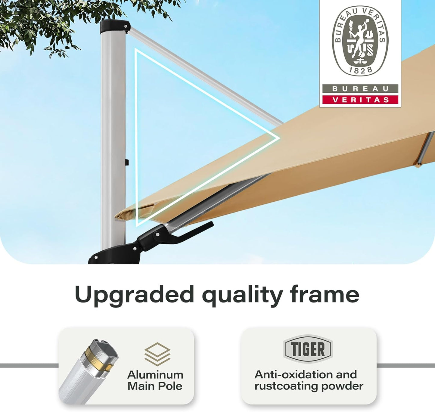 LAUSAINT HOME 10' Square Cantilever Umbrella with Olefin Fabric