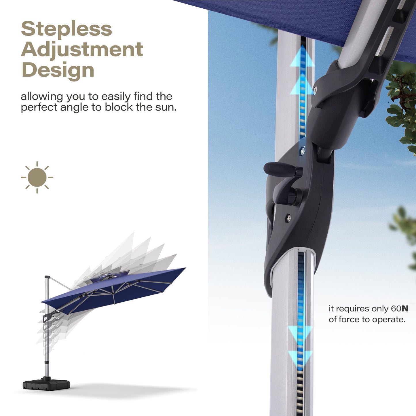LAUSAINT HOME 10' Double Top Square Cantilever Umbrella