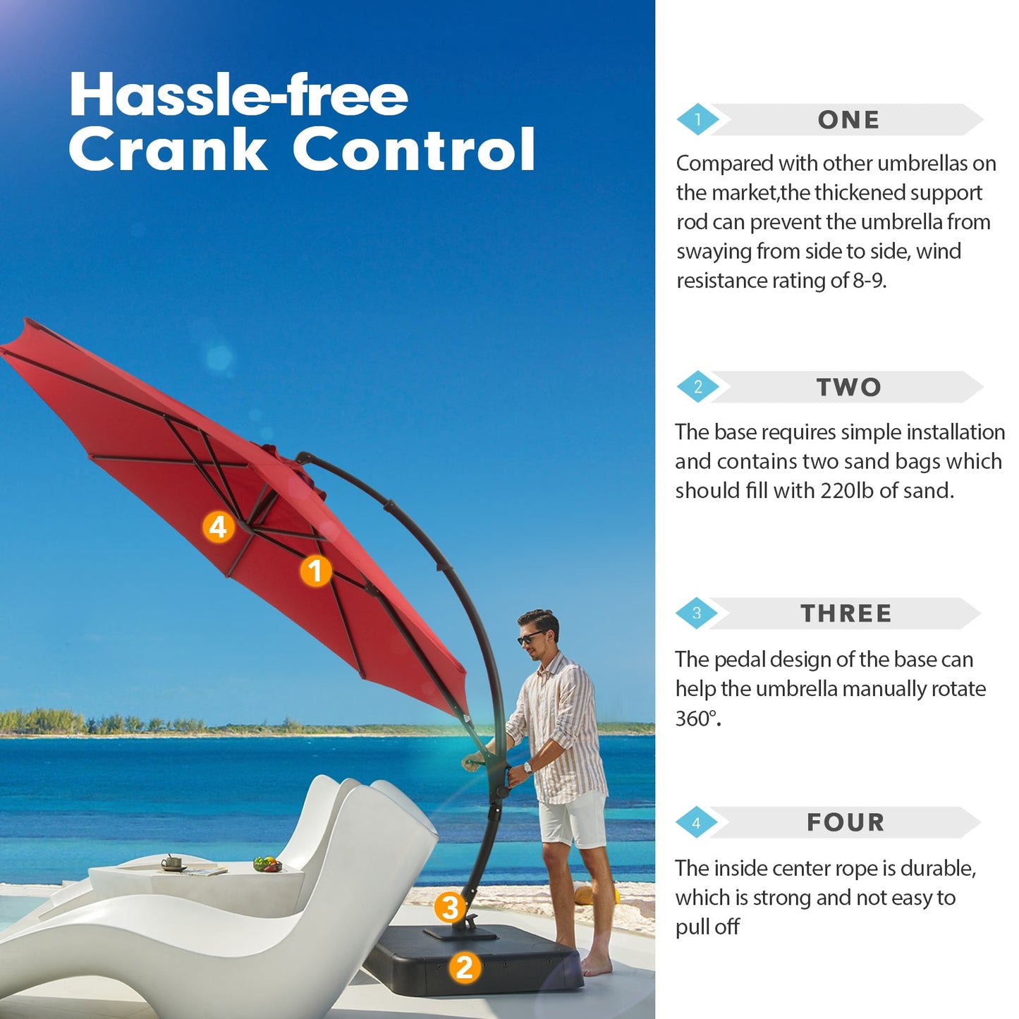 Lausaint Home 11' Deluxe Cantilever Umbrella