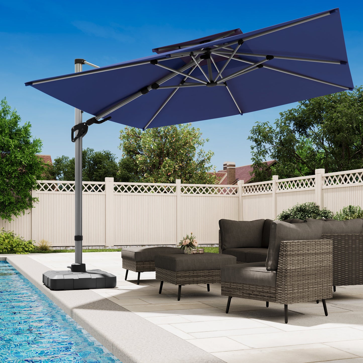 LAUSAINT HOME 10' Double Top Square Cantilever Umbrella