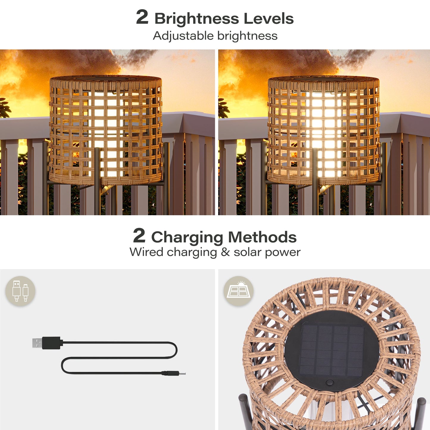 LAUSAINT HOME Solar Powered Outdoor Floor Lamp with Auto On/Off LED Light