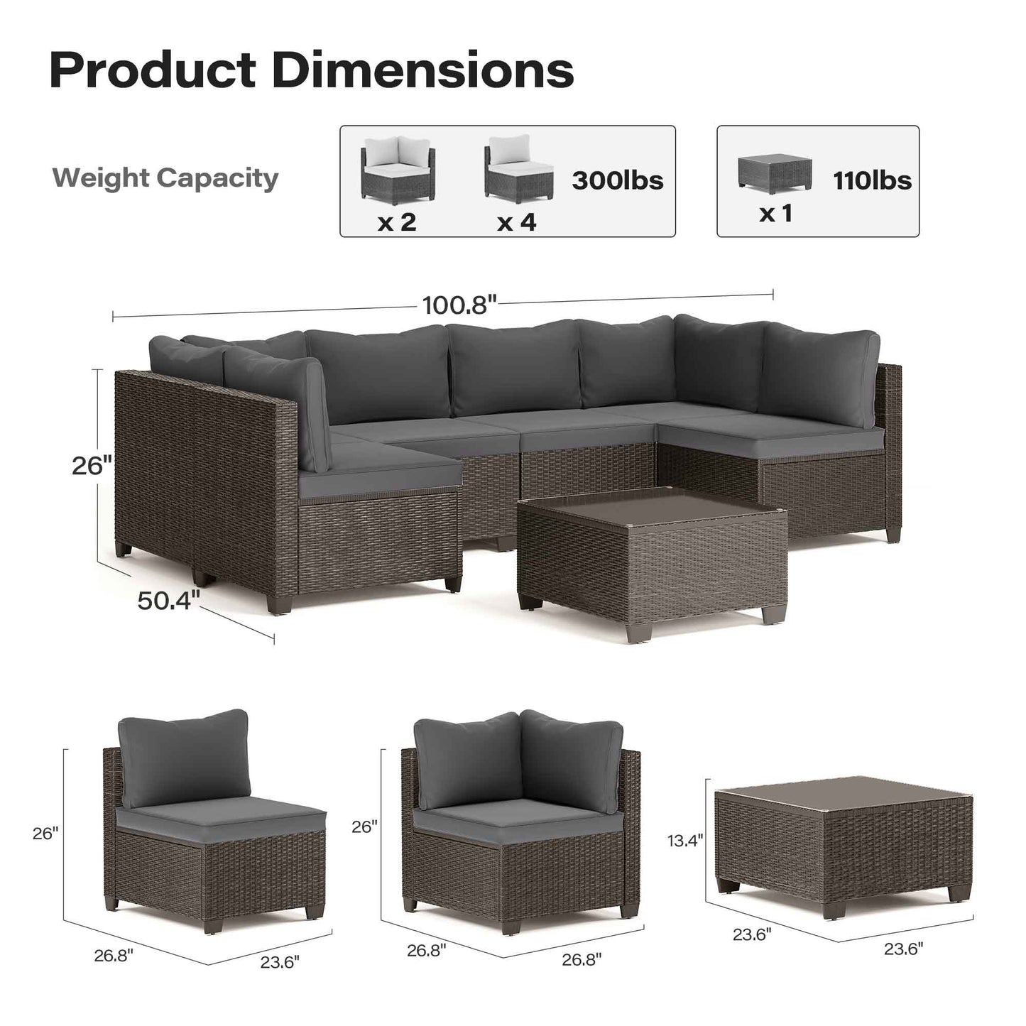 LAUSAINT HOME 7-Piece Wicker Outdoor Conversation Sets