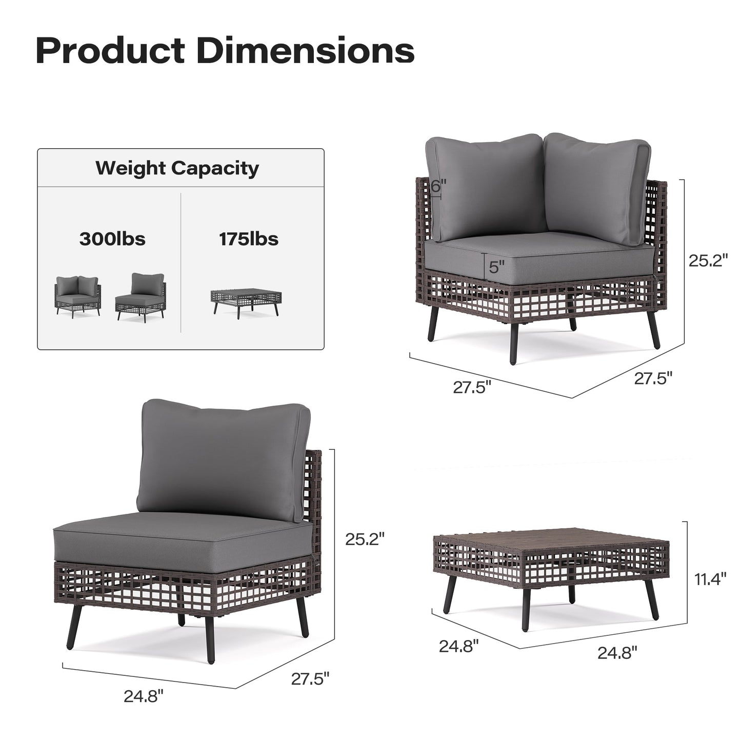 LAUSAINT HOME 7-Piece Wicker Patio Furniture Set