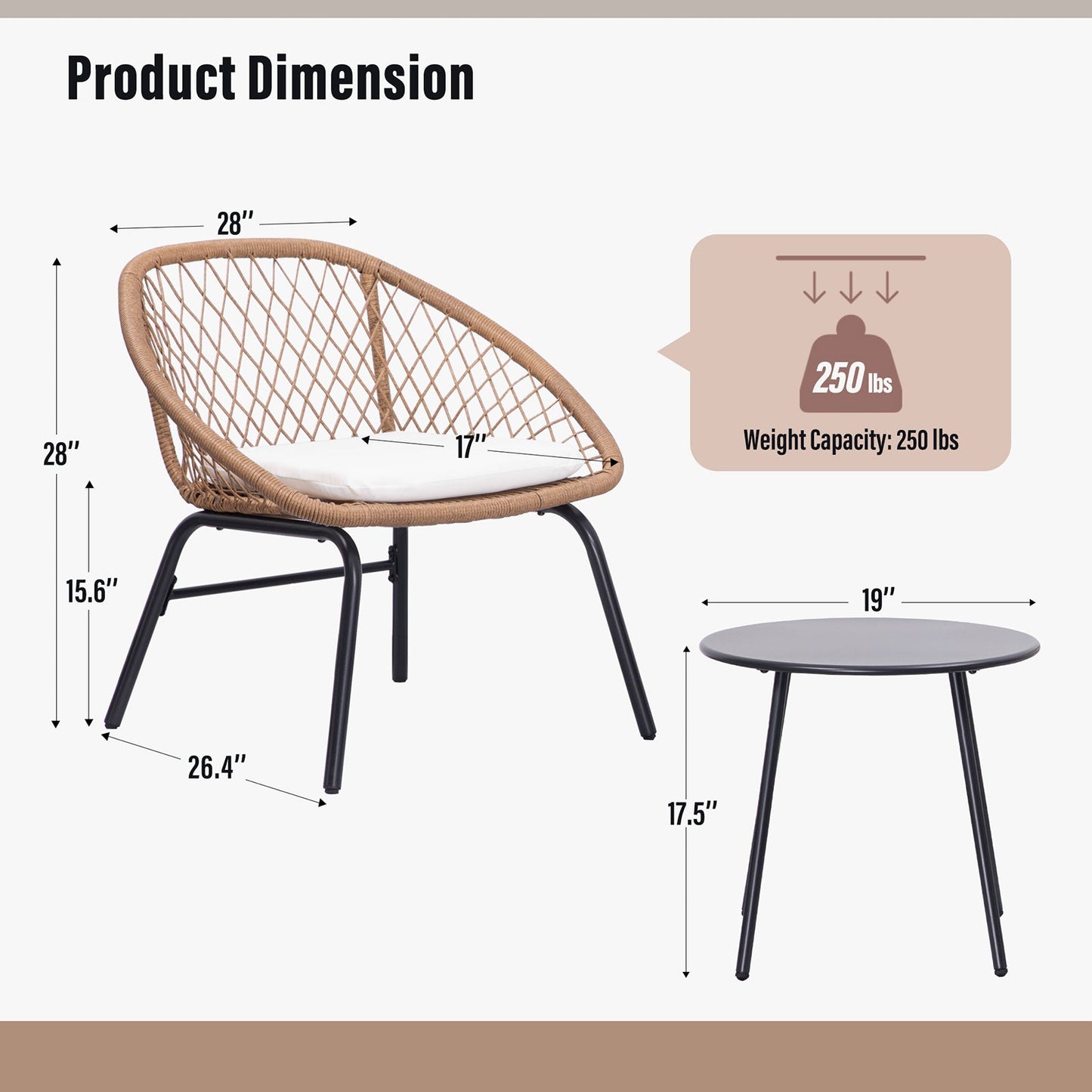 3-piece Wicker Bistro Set