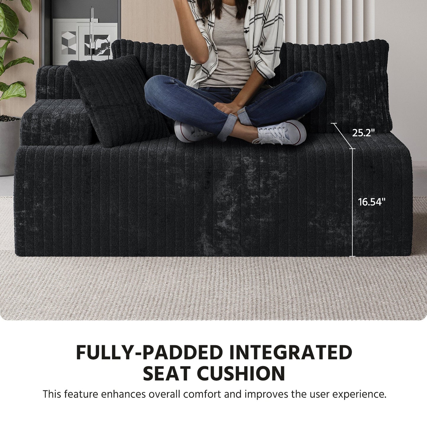 LAUSAINT HOME 96" Modular Cloud Couch Sectional, L-Shaped Boneless Sofa