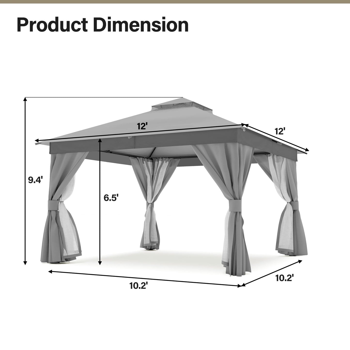 LAUSAINT HOME 12'X 12'  Patio Steel Gazebo