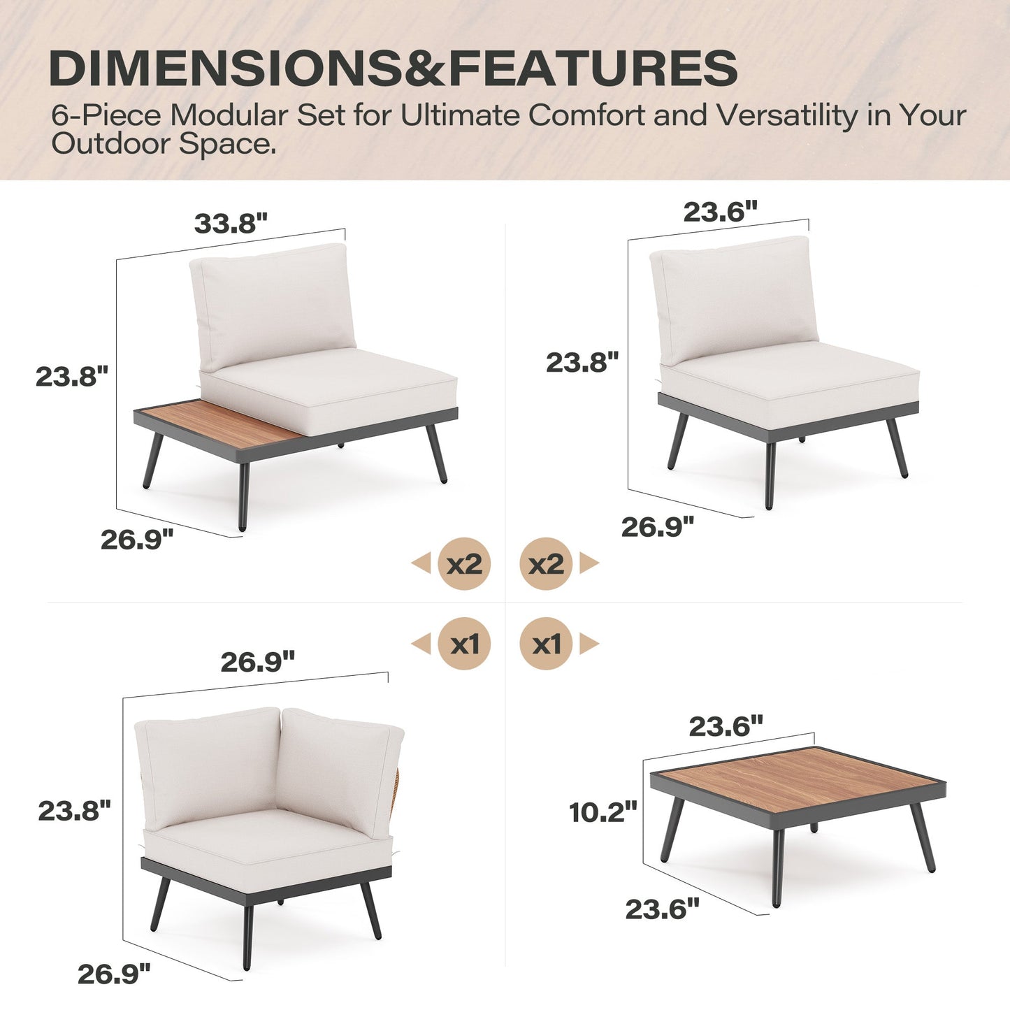 LAUSAINT HOME 6-Piece Metal Patio Furniture Set