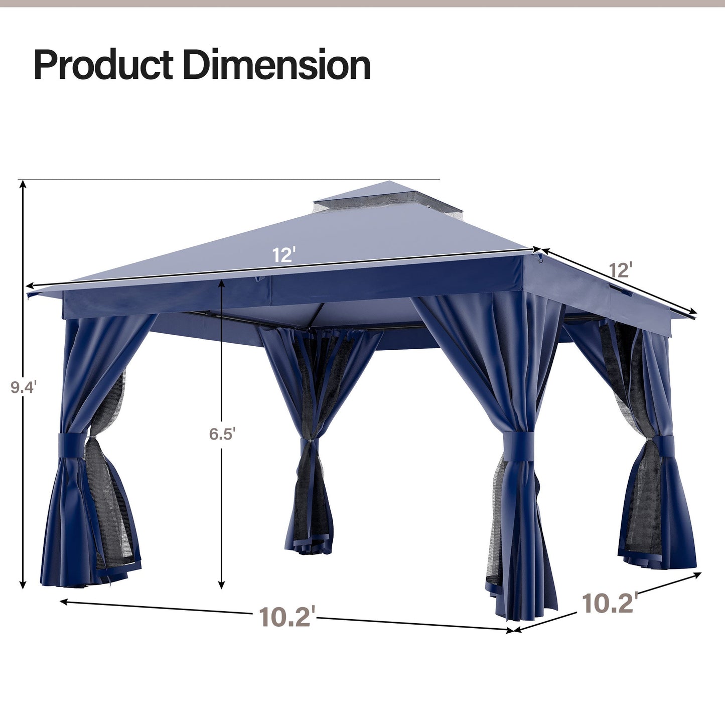 LAUSAINT HOME 12'X 12'  Patio Steel Gazebo