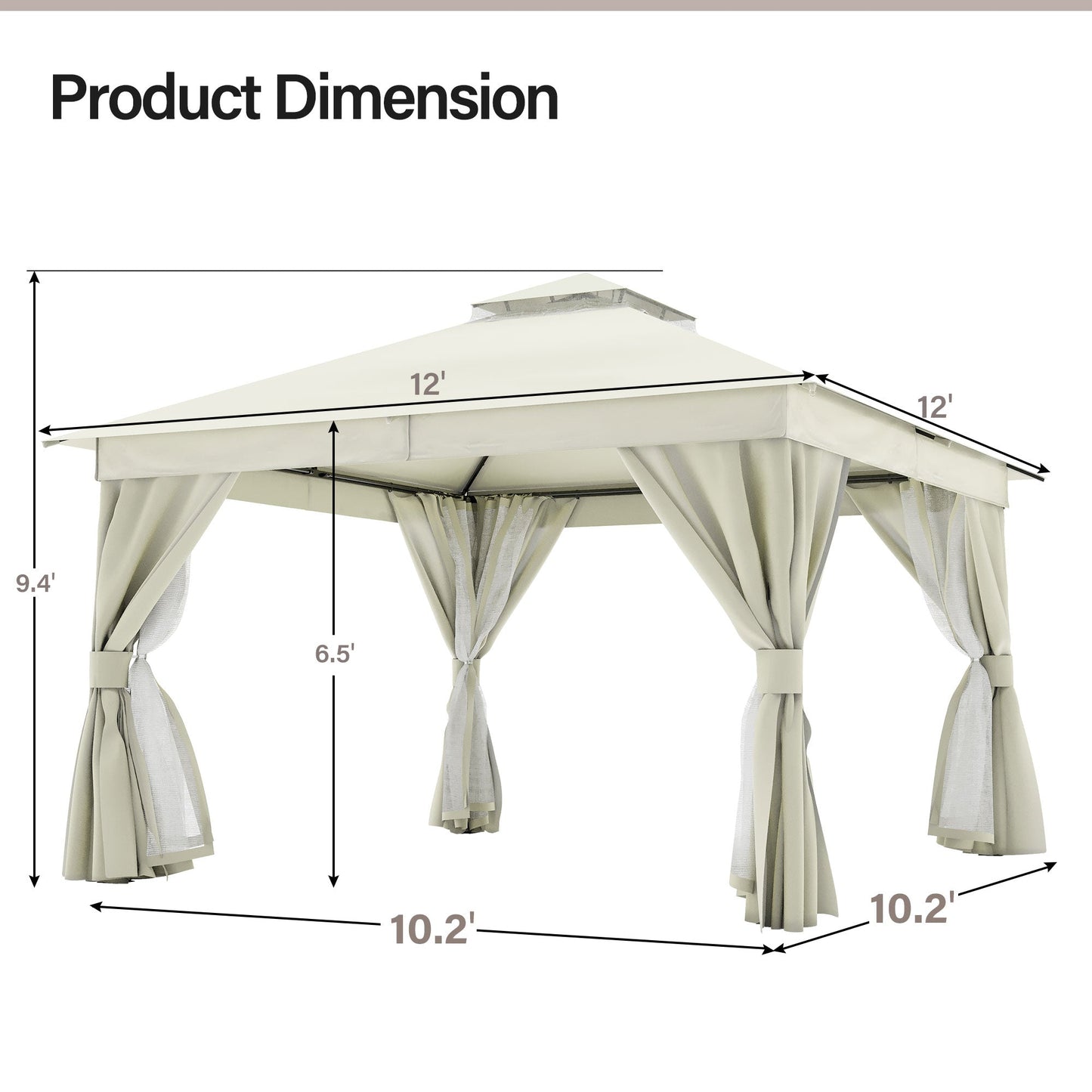 LAUSAINT HOME 12'X 12'  Patio Steel Gazebo
