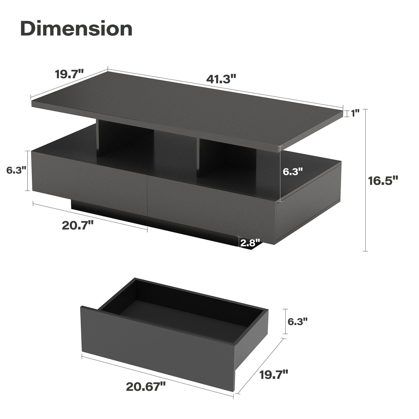 LAUSAINT HOME Indoor Modern LED Coffee Table with Remote & App Control