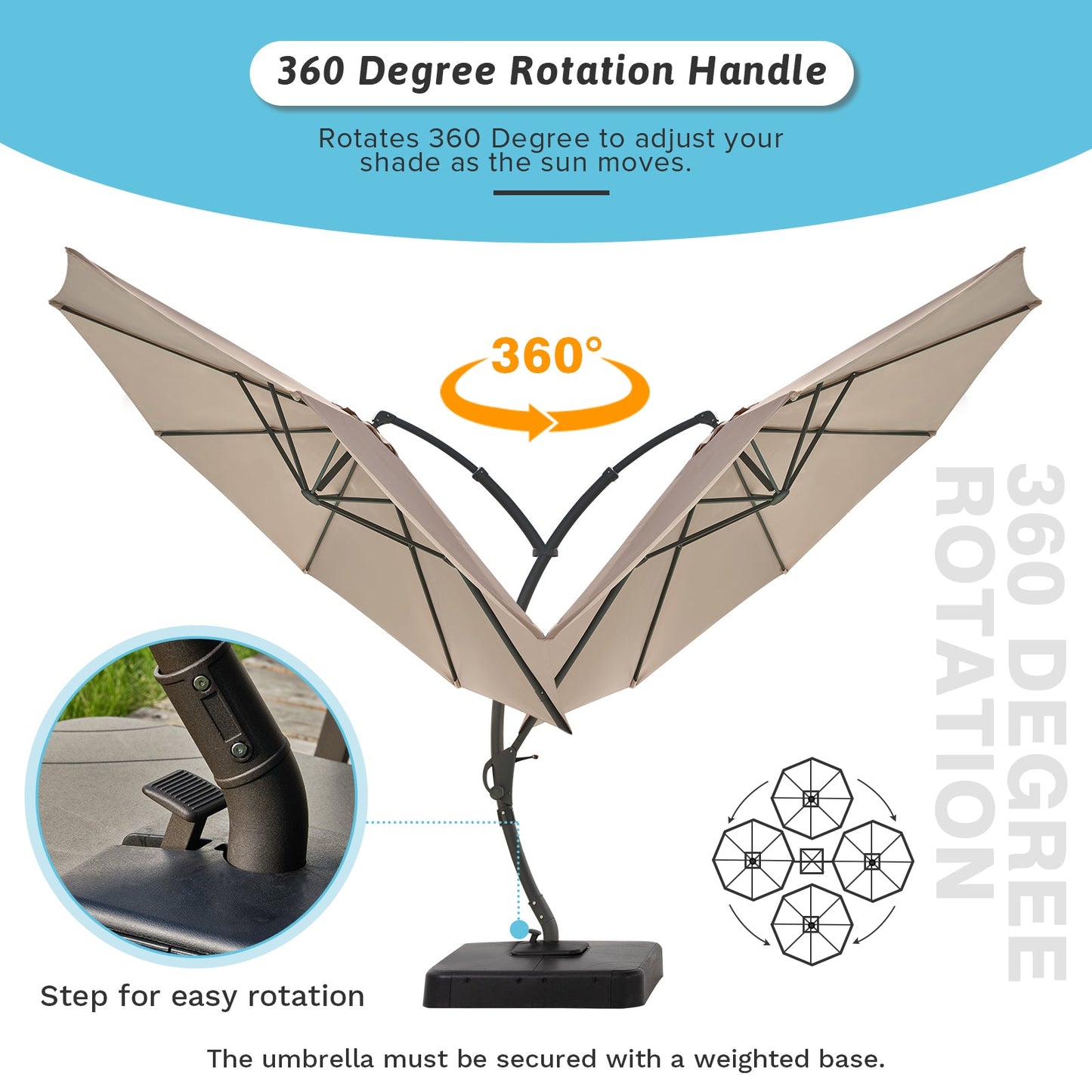 Lausaint Home 11' Deluxe Cantilever Umbrella