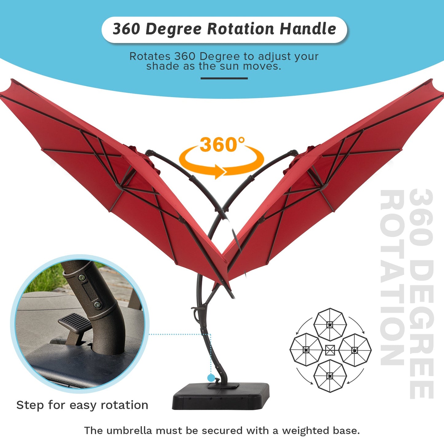 Lausaint Home 11' Deluxe Cantilever Umbrella