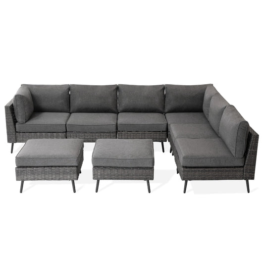 Lausaint Home 8-Piece Wicker Sectional Sofa