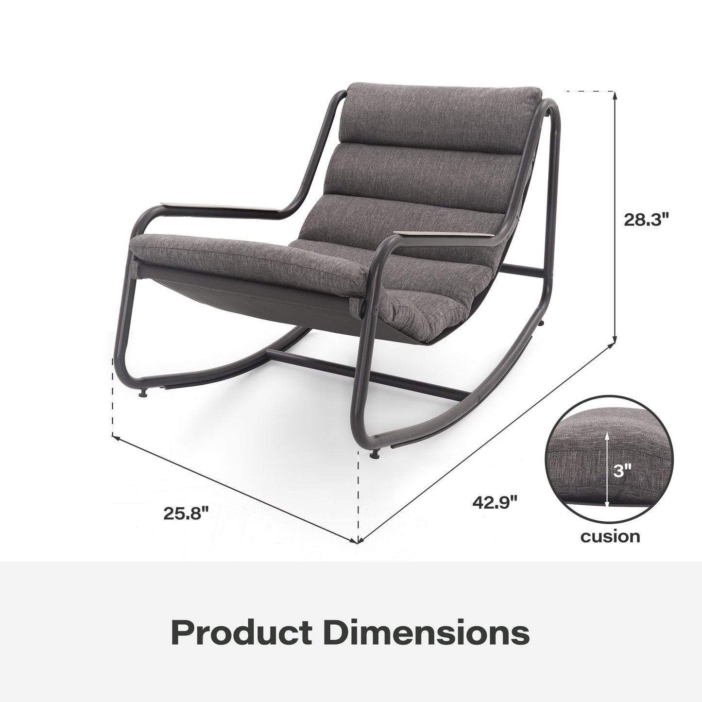 LAUSAINT HOME Outdoor Oversized Rocking Chair