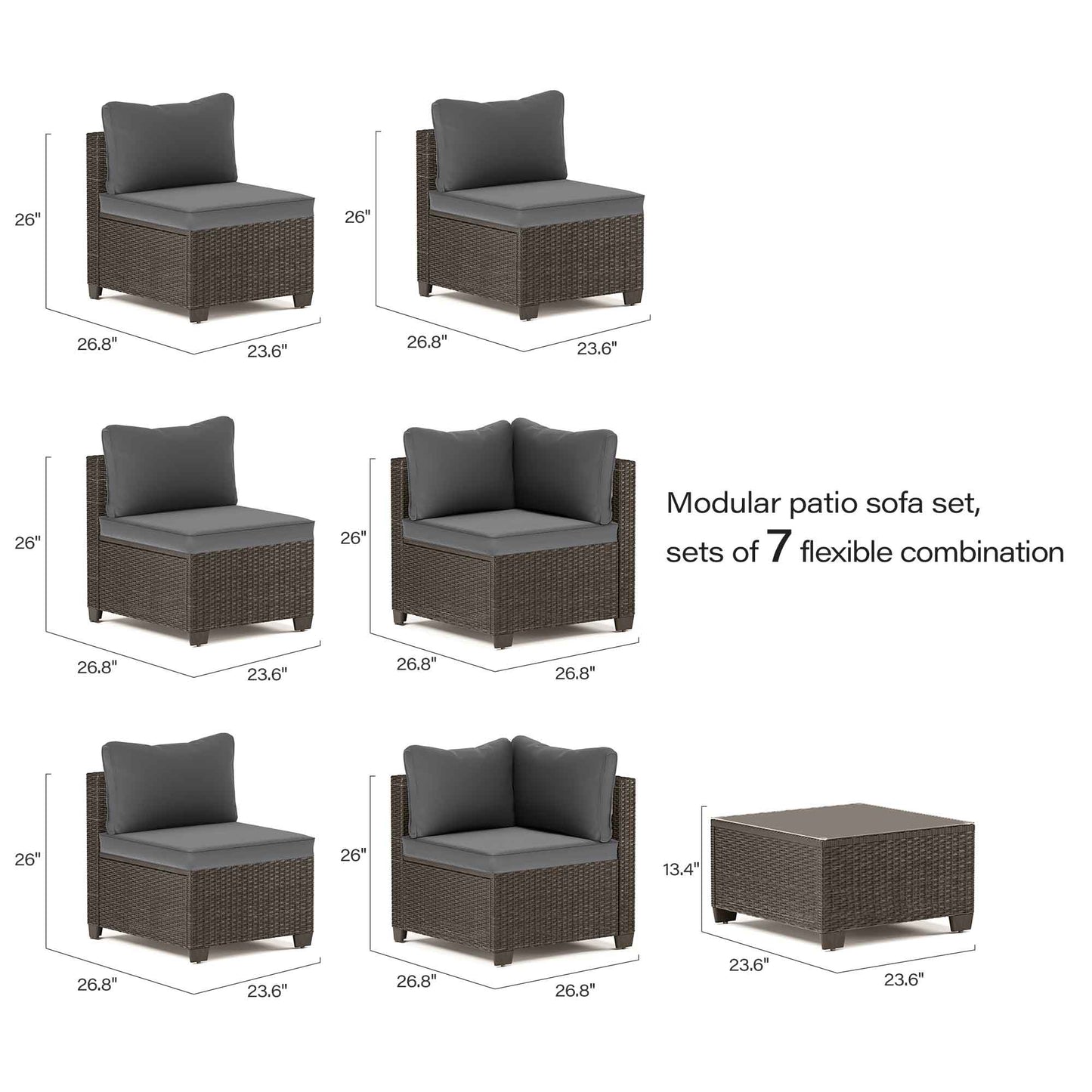 LAUSAINT HOME 7-Piece Wicker Outdoor Conversation Sets