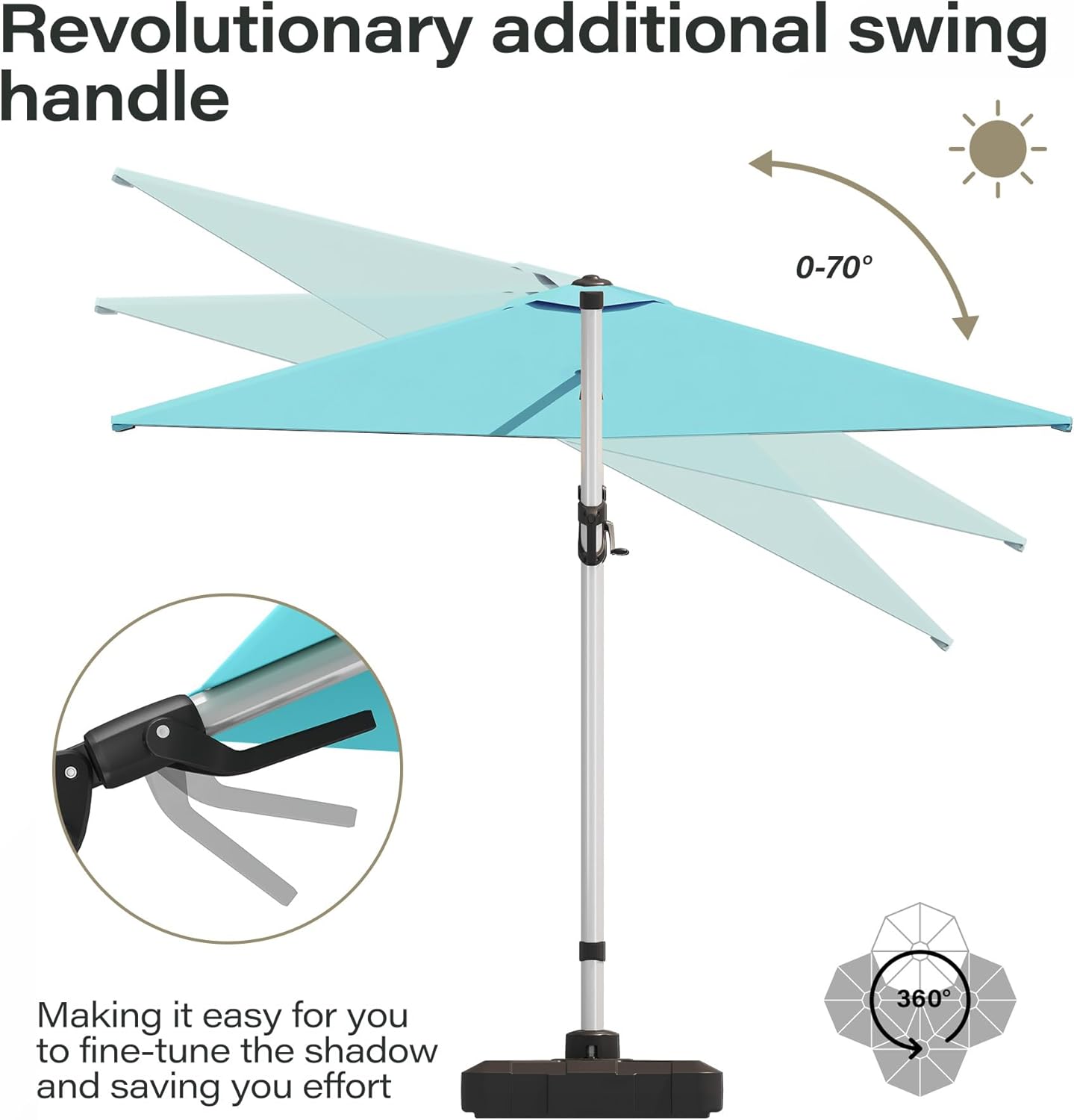 LAUSAINT HOME 10' Square Cantilever Umbrella with Olefin Fabric