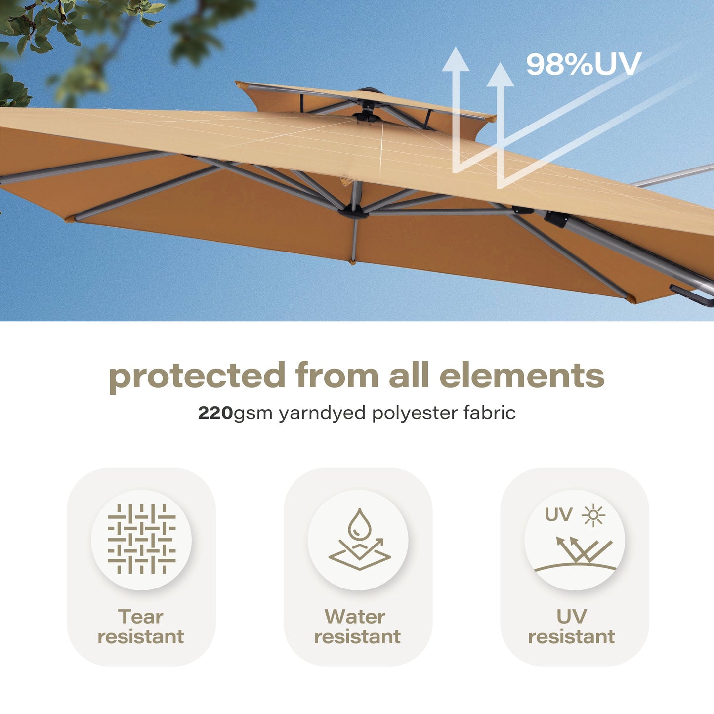 LAUSAINT HOME 10' Double Top Square Cantilever Umbrella