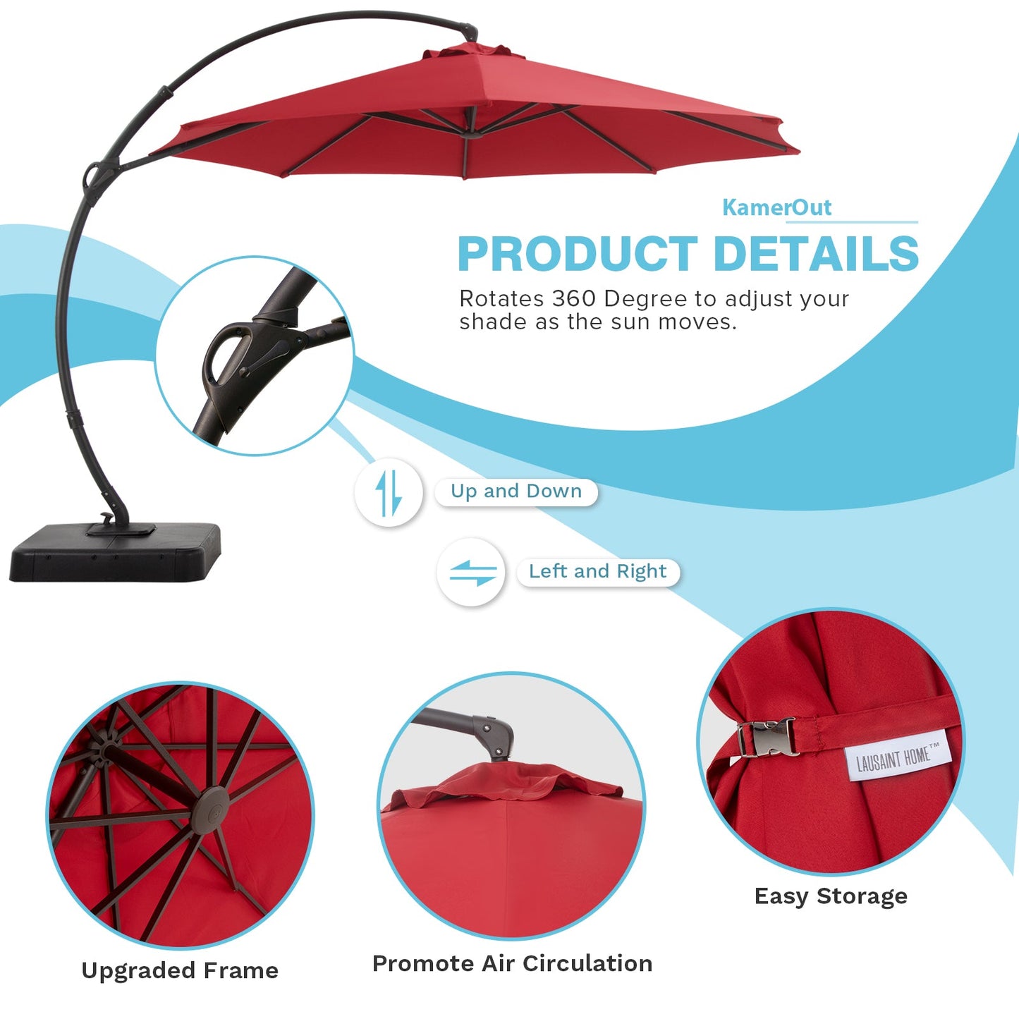 Lausaint Home 11' Deluxe Cantilever Umbrella