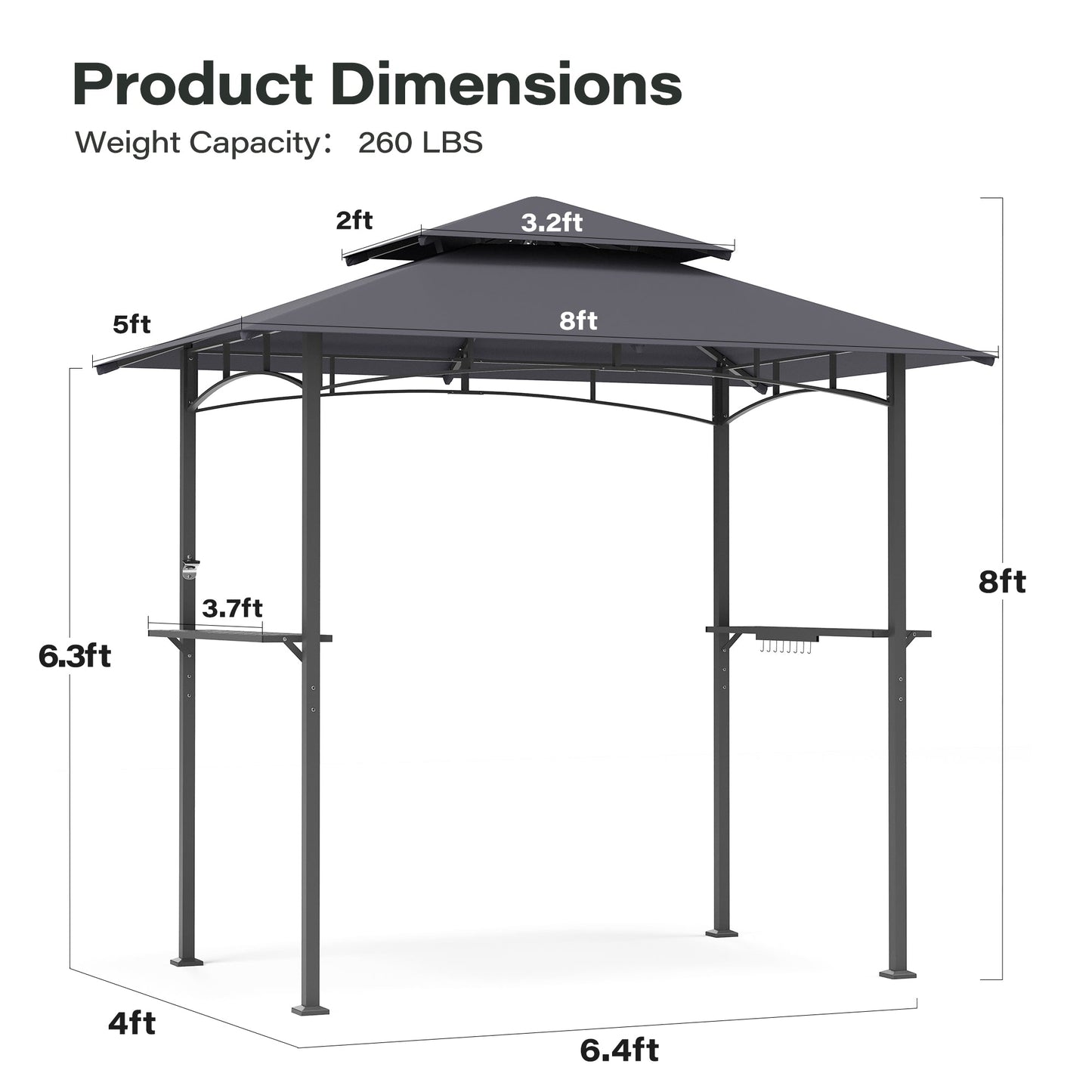 LAUSAINT HOME 8x5 FT Outdoor Grill Gazebo
