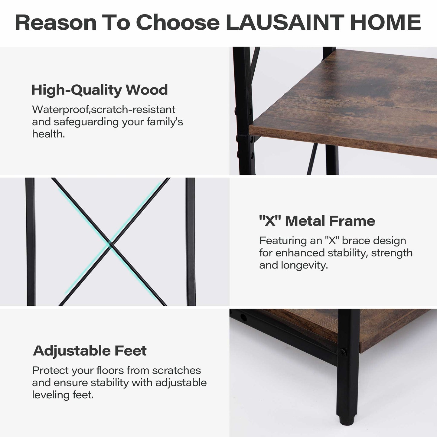 LAUSAINT HOME 5-Tier L-Shaped Corner Bookcase