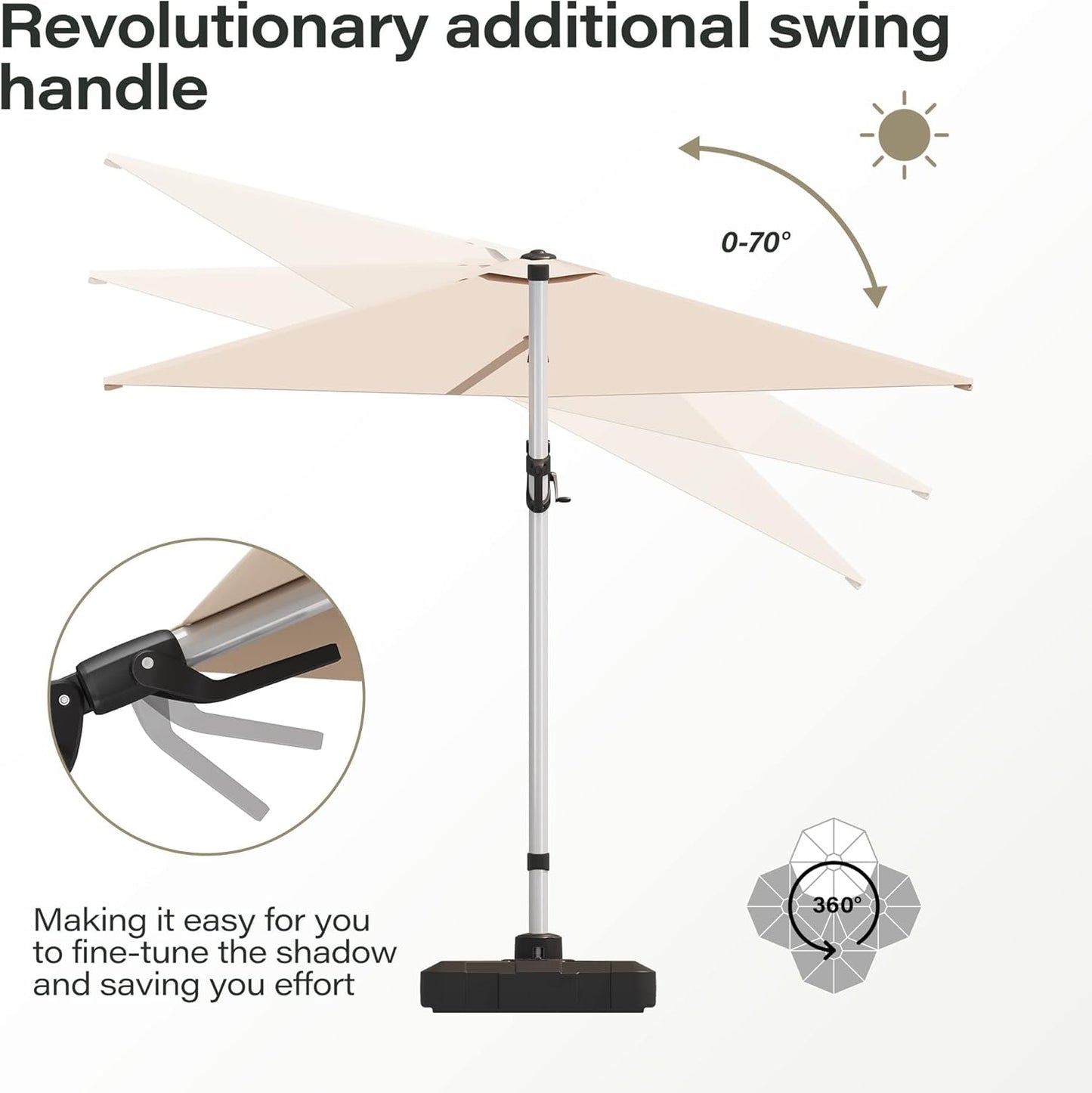 LAUSAINT HOME 10' Square Cantilever Umbrella with Olefin Fabric