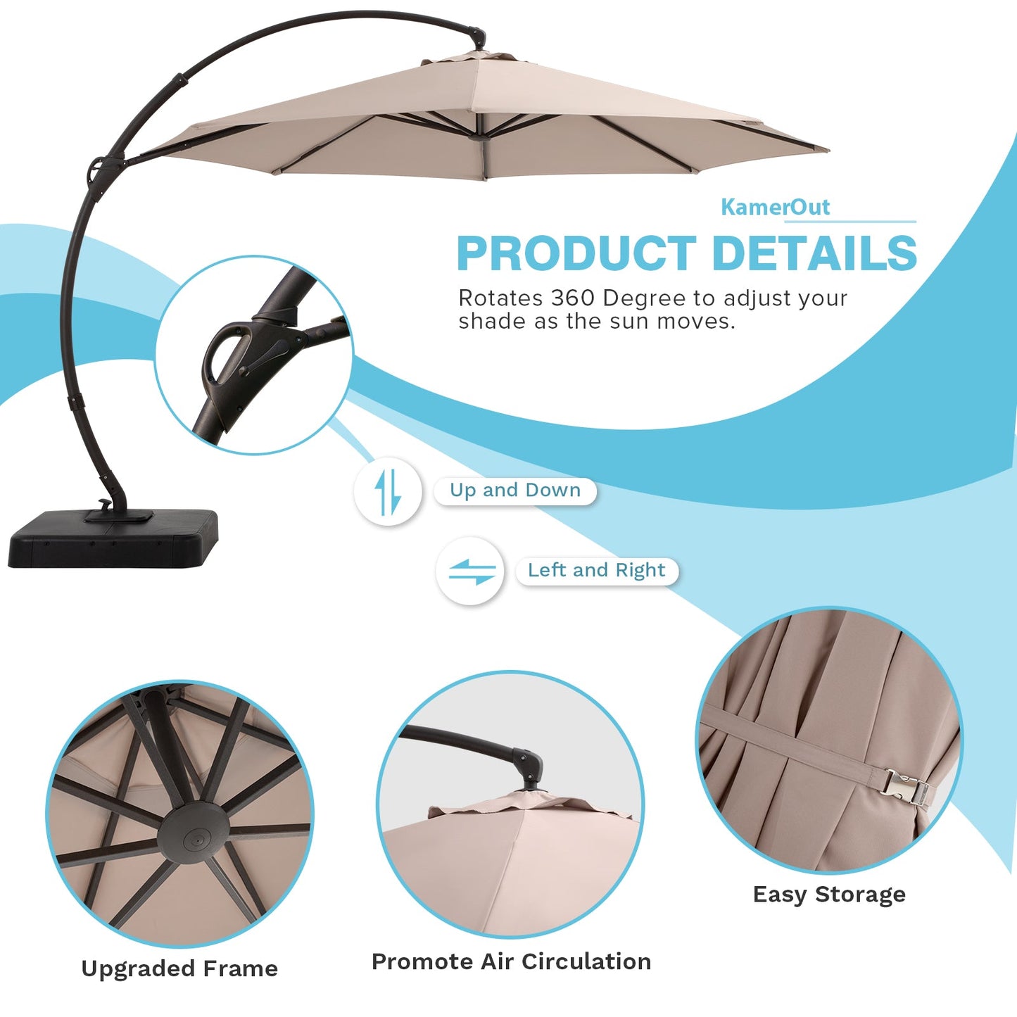 Lausaint Home 11' Deluxe Cantilever Umbrella