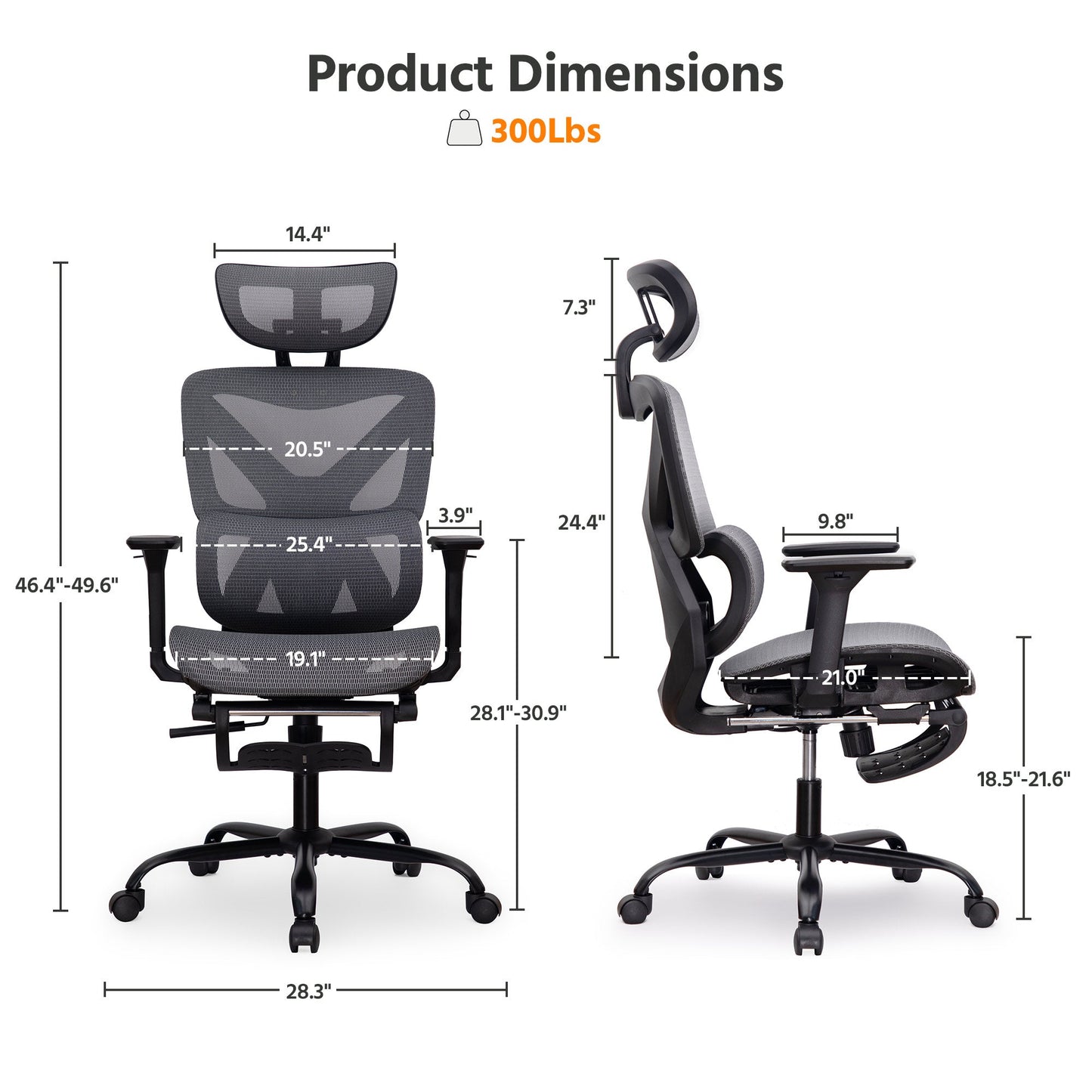 LAUSAINT HOME Mesh Ergonomic Office Chair