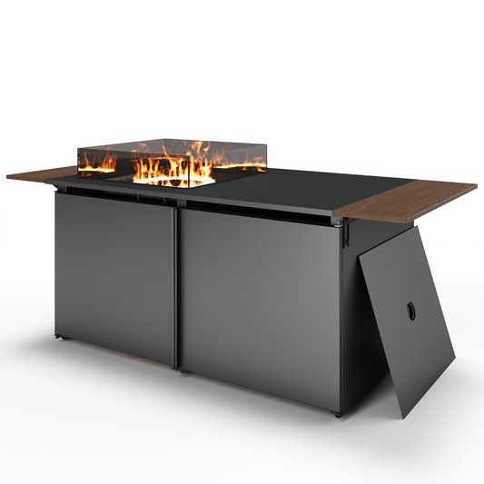 LAUSAINT HOME 64" Gas Fire Pit Table with expandable Tabletop, 55,000 BTU