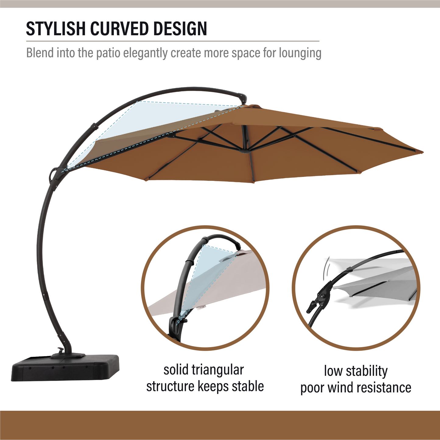 LAUSAINT HOME 10' Deluxe Cantilever Umbrella