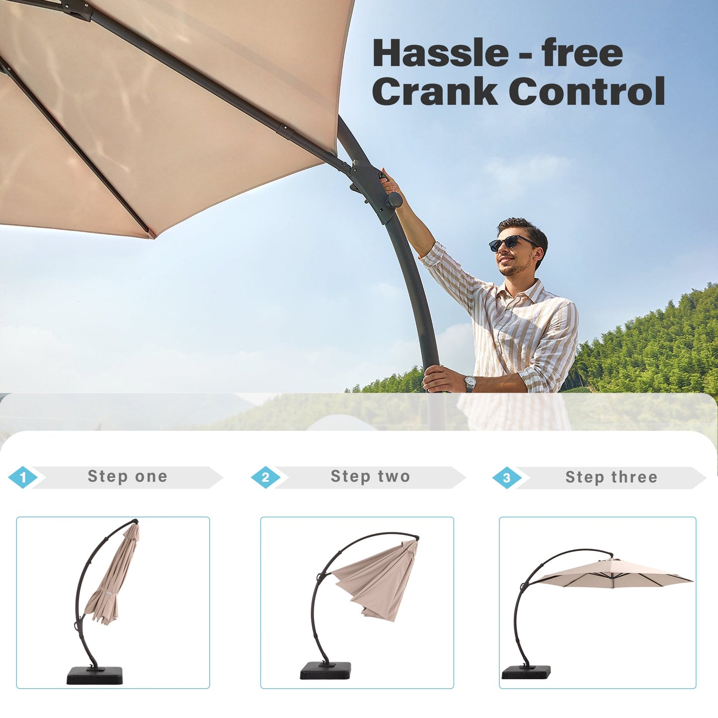 LAUSAINT HOME 12' Deluxe Cantilever Umbrella