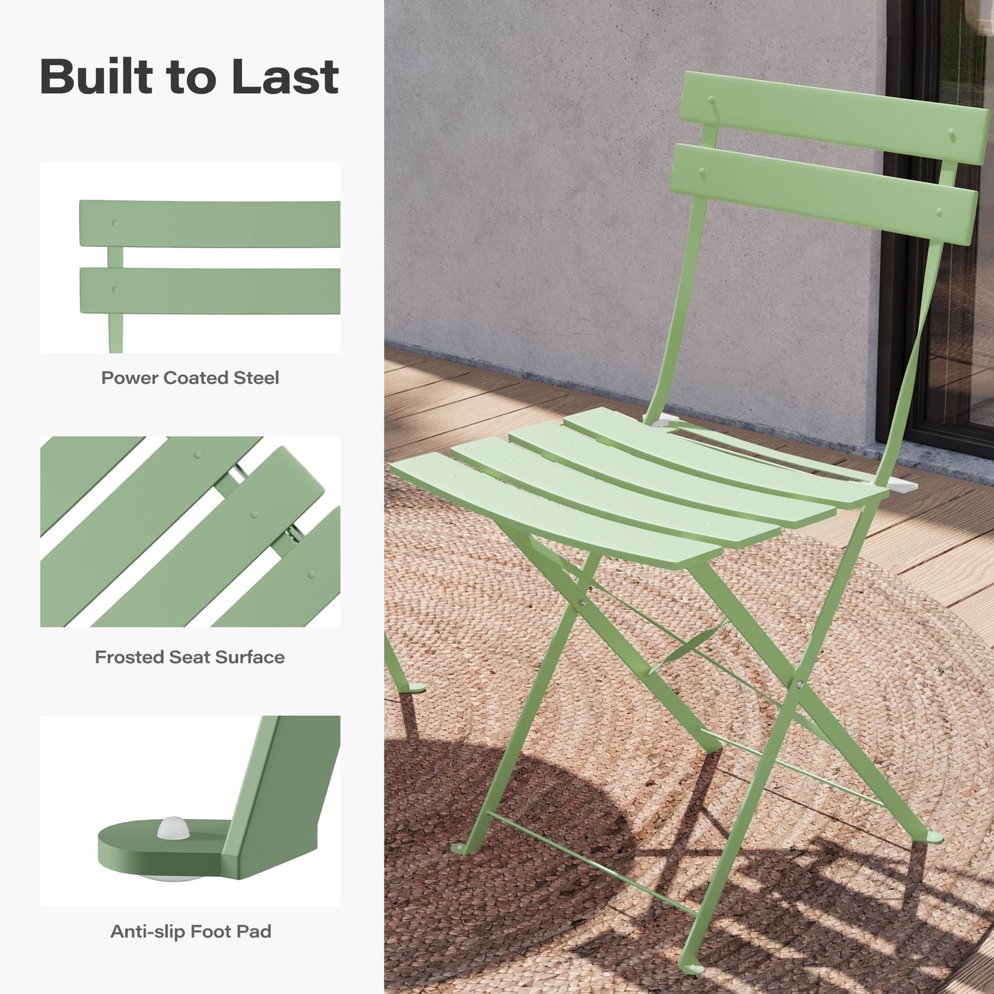 LAUSAINT HOME 3-Piece Outdoor Folding Bistro Set