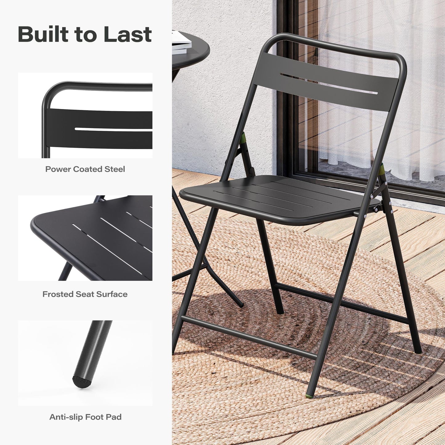 LAUSAINT HOME 3-Piece Folding Patio Bistro Set