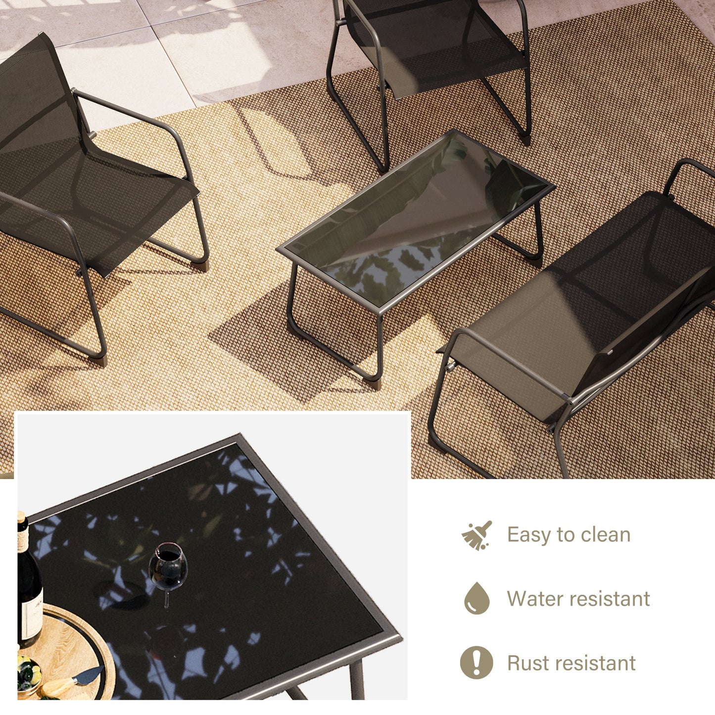 LAUSAINT HOME 4 Pieces Oversized Textilene  Conversation Set