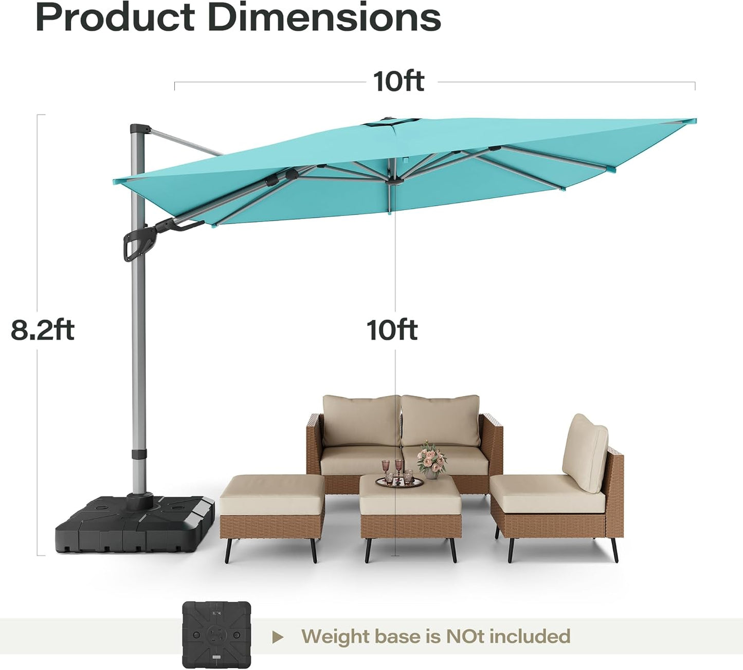 LAUSAINT HOME 10' Square Cantilever Umbrella with Olefin Fabric