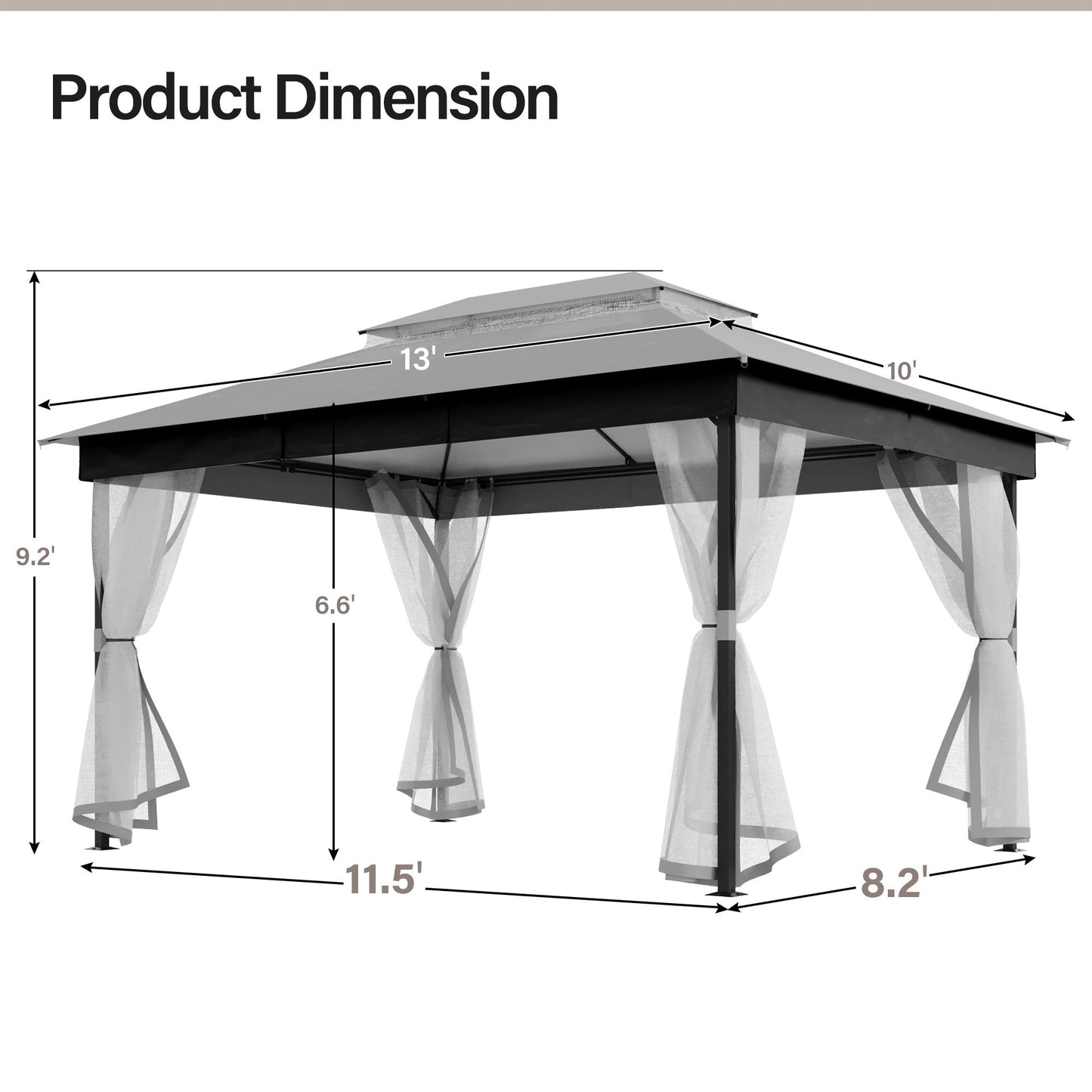 LAUSAINT HOME Patio Gazebo with mosquito mesh