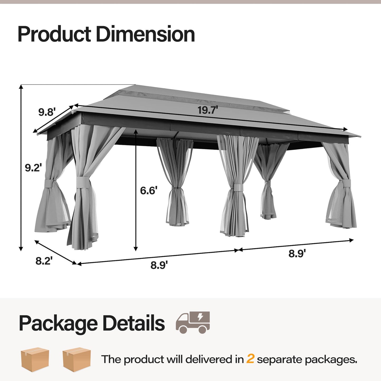 LAUSAINT HOME 10'X 20'  Patio Steel Gazebo