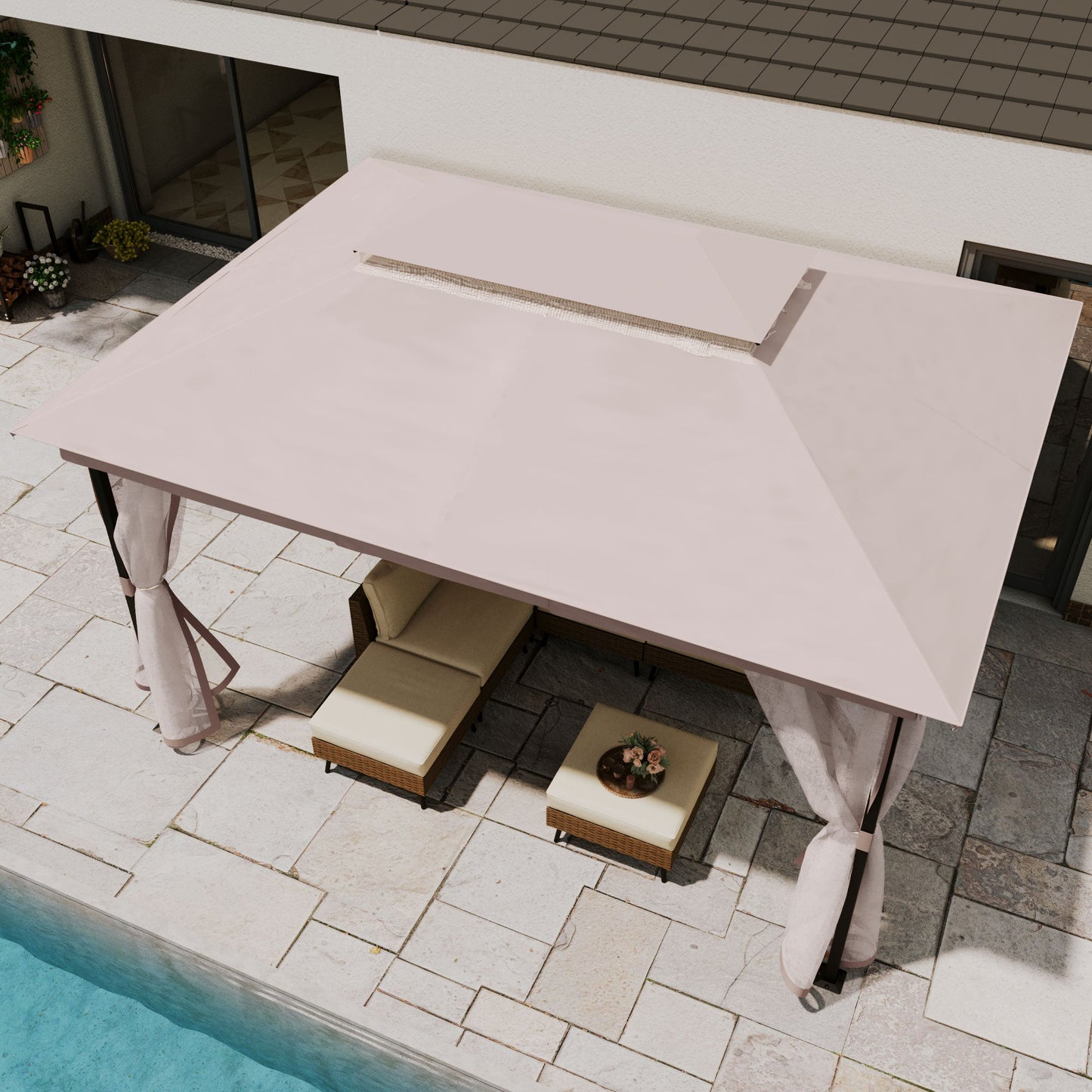 LAUSAINT HOME Patio Gazebo with mosquito mesh
